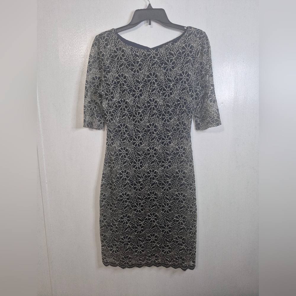 NWOT Candalite Blue Lace Embroidered Sheath Dress Boatneck Size M
